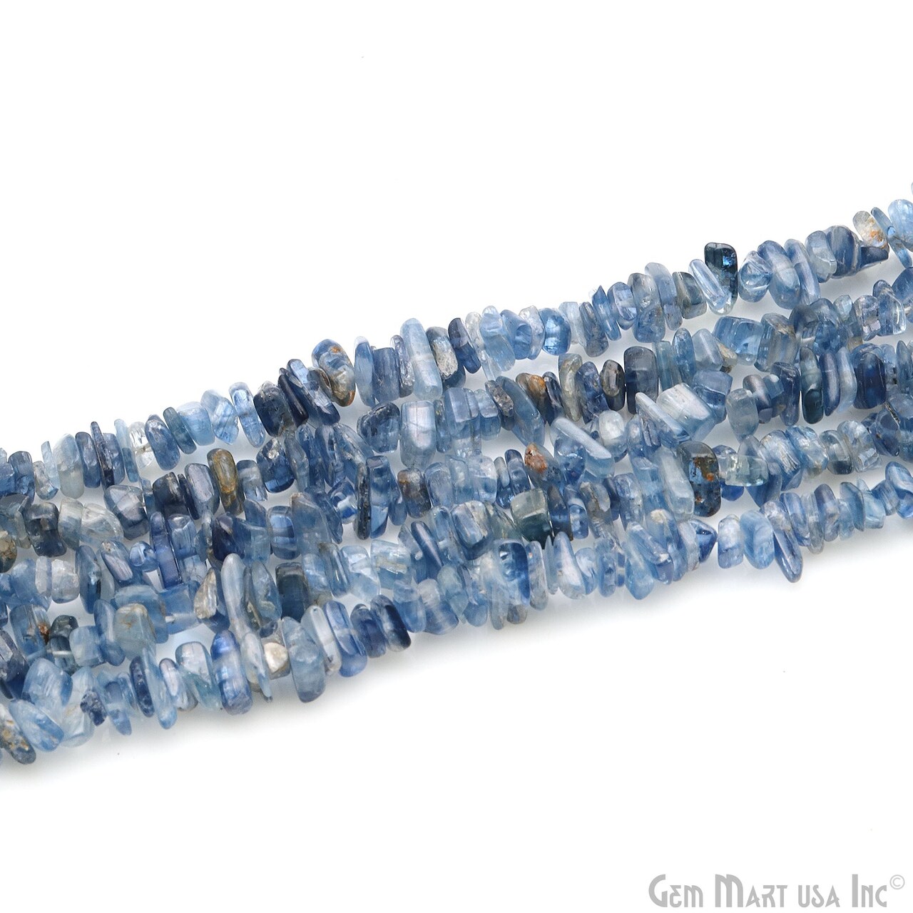 Kyanite Chip Beads, 34 Inch Chip Strands, Drilled Strung Nugget Beads, 3-7mm, Polished, GemMartUSA (CHKY-70001)